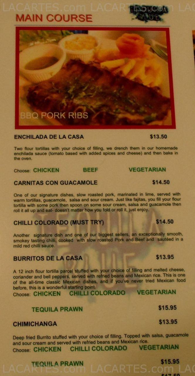 Pricelists of Kinara  - Tequila Blue 5 Changi Village Road, #01-2011 - Photo 1 of 2