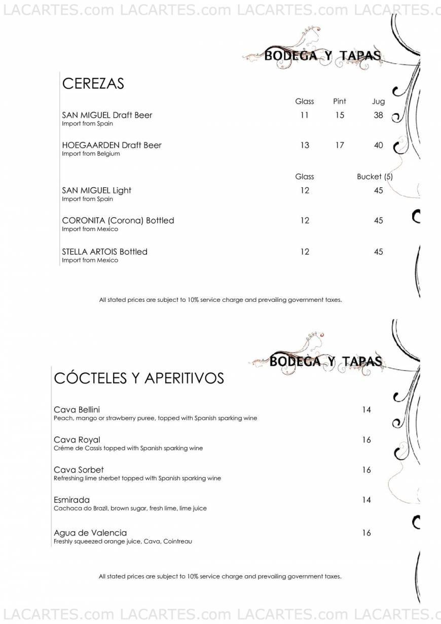  Pricelists of Bodega Y Tapas 442 Orchard Road - Photo 3 of 7