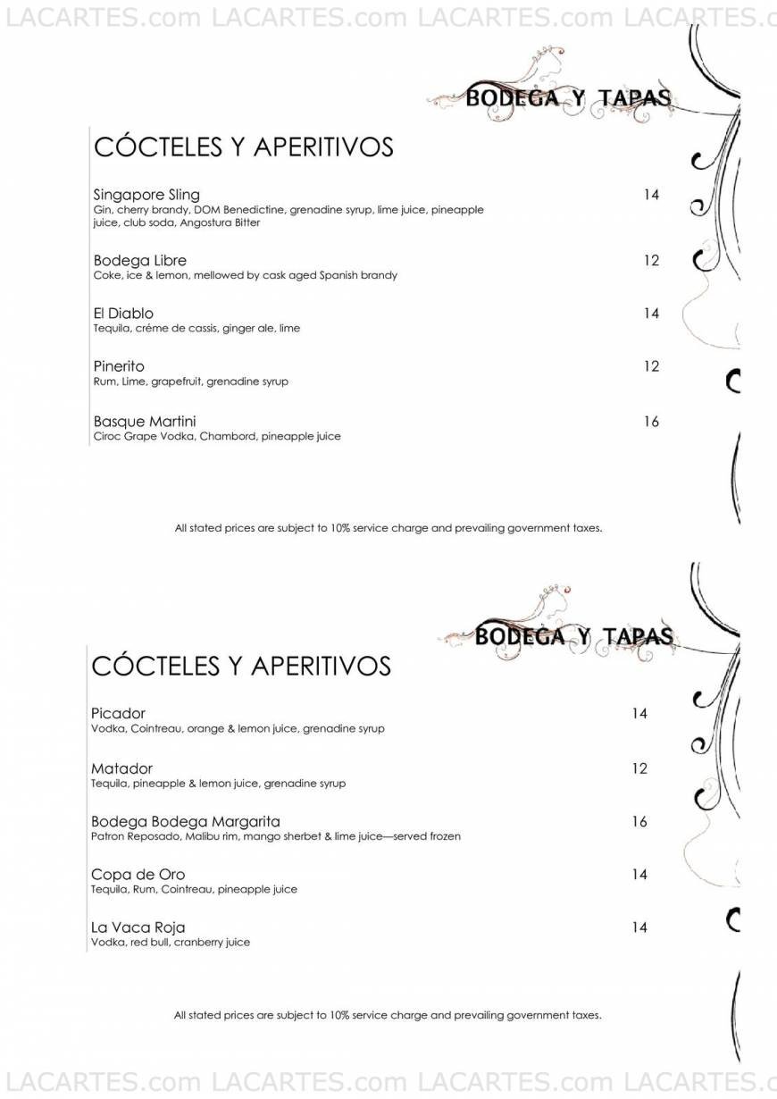  Pricelists of Bodega Y Tapas 442 Orchard Road - Photo 4 of 7