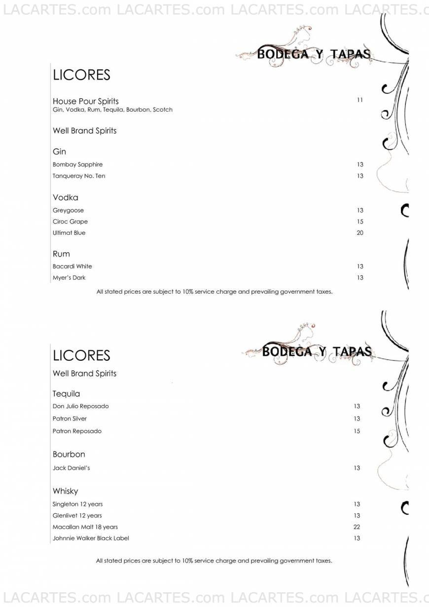  Pricelists of Bodega Y Tapas 442 Orchard Road - Photo 5 of 7