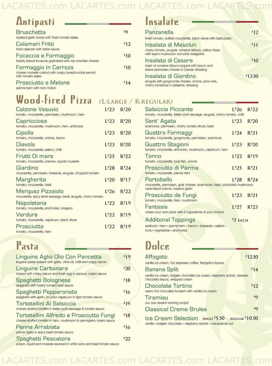  Pricelists of Pizzeria Giardino 30 Victoria Street - Photo 1 of 2