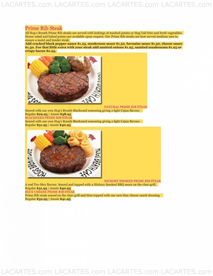  Pricelists of Hog's Breath Cafe Chijmes, 30 Victoria Street - Photo 1 of 13