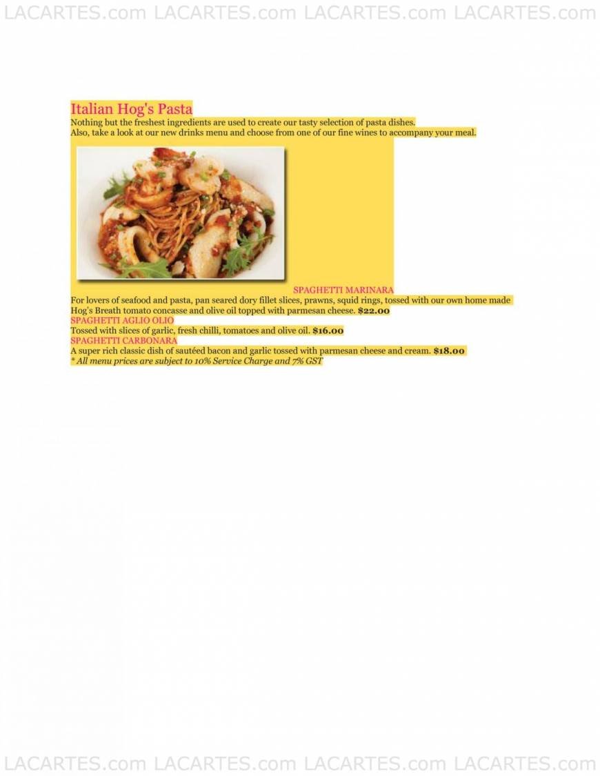  Pricelists of Hog's Breath Cafe Chijmes, 30 Victoria Street - Photo 3 of 13
