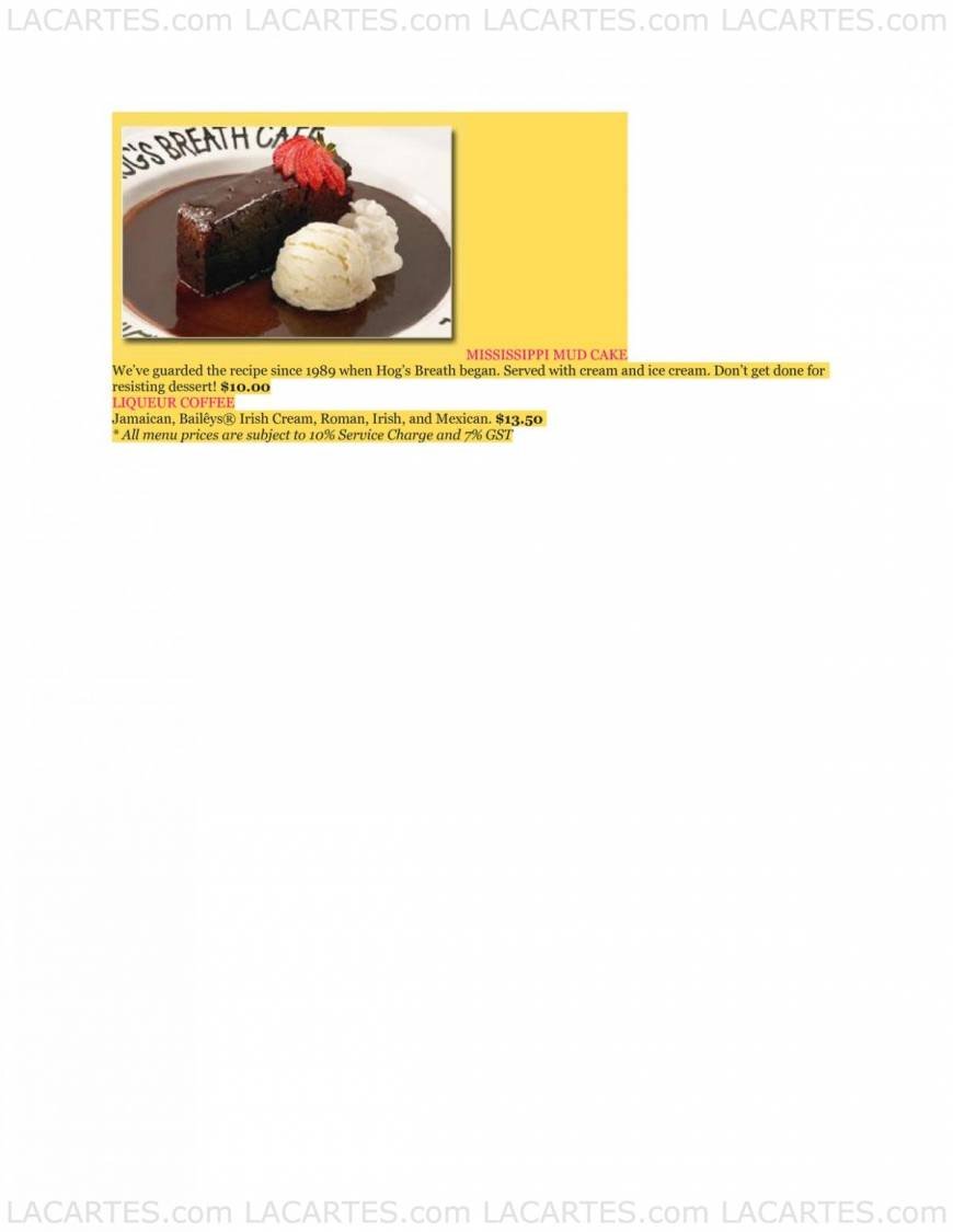  Pricelists of Hog's Breath Cafe Chijmes, 30 Victoria Street - Photo 6 of 13