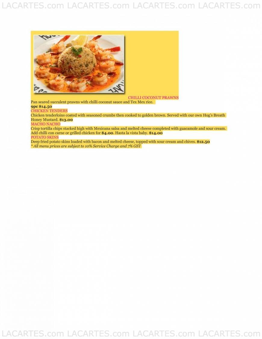  Pricelists of Hog's Breath Cafe Chijmes, 30 Victoria Street - Photo 8 of 13