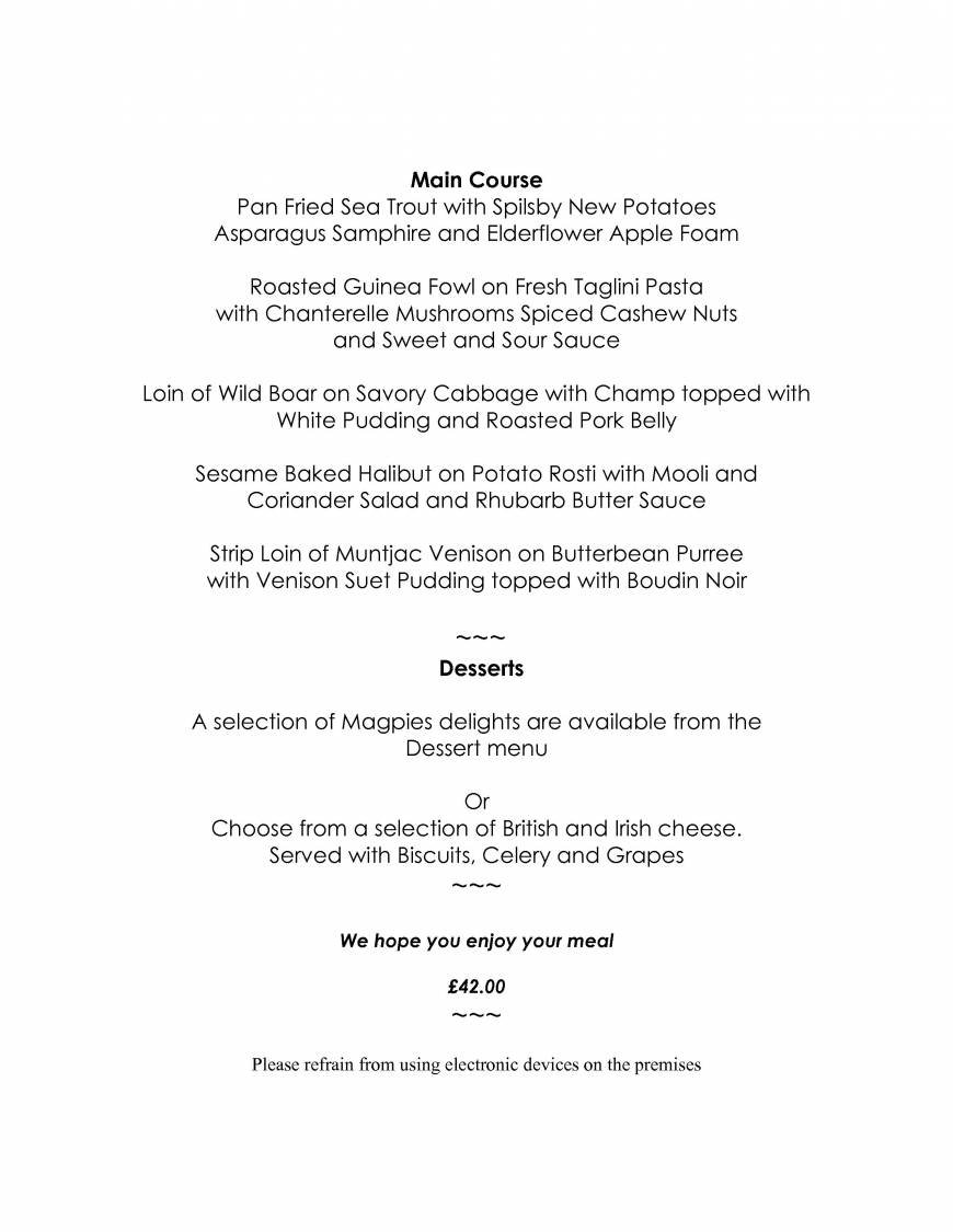  Pricelists of Magpies Restaurant with Rooms 71-73 East Street - Photo 4 of 6