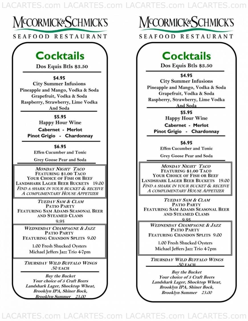  Pricelists of McCormick & Schmick's Seafood Restaurant - Chicago, IL (Wacker) One E. Wacker Dr. - Photo 16 of 18