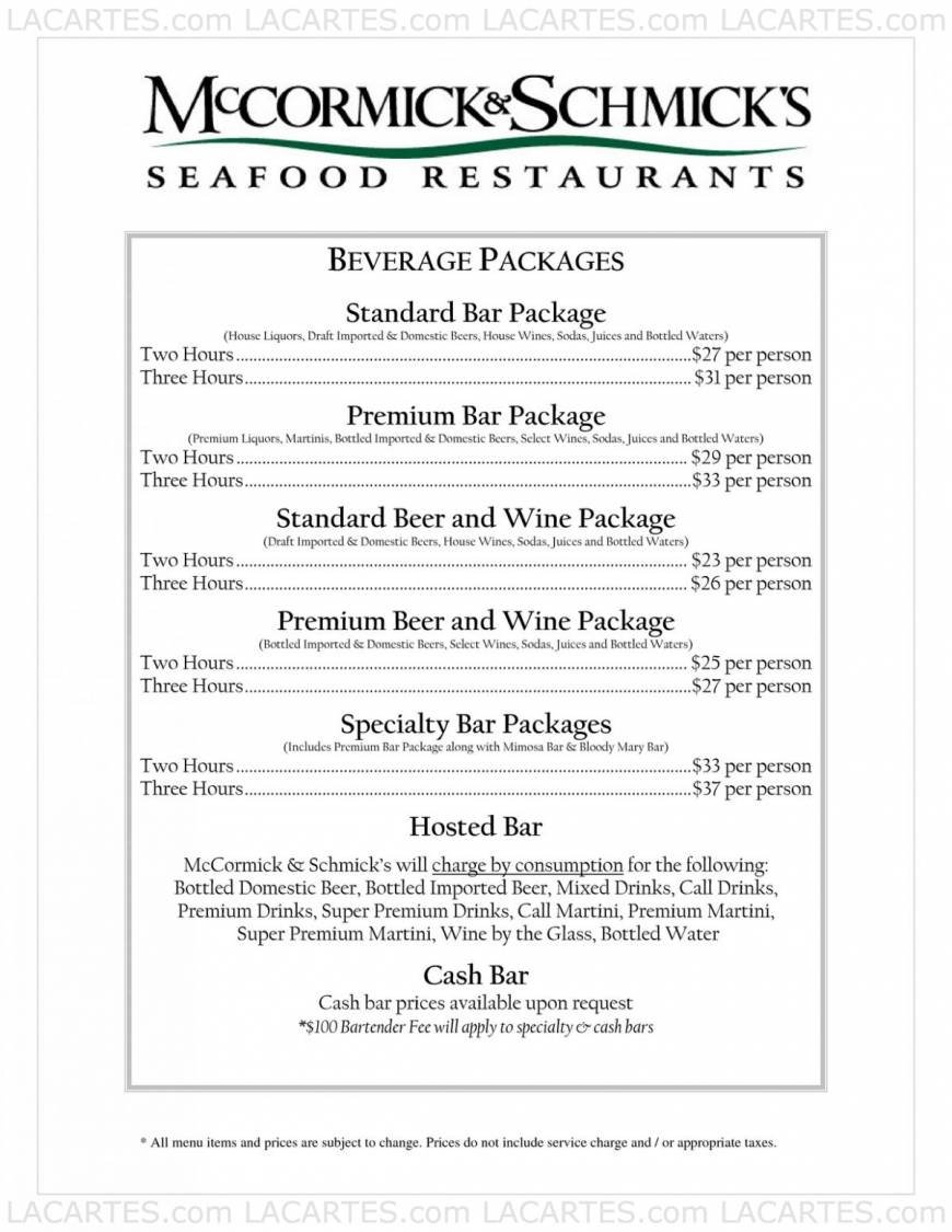 Pricelists of McCormick & Schmick's Seafood Restaurant - Chicago, IL (Wacker) One E. Wacker Dr. - Photo 12 of 18