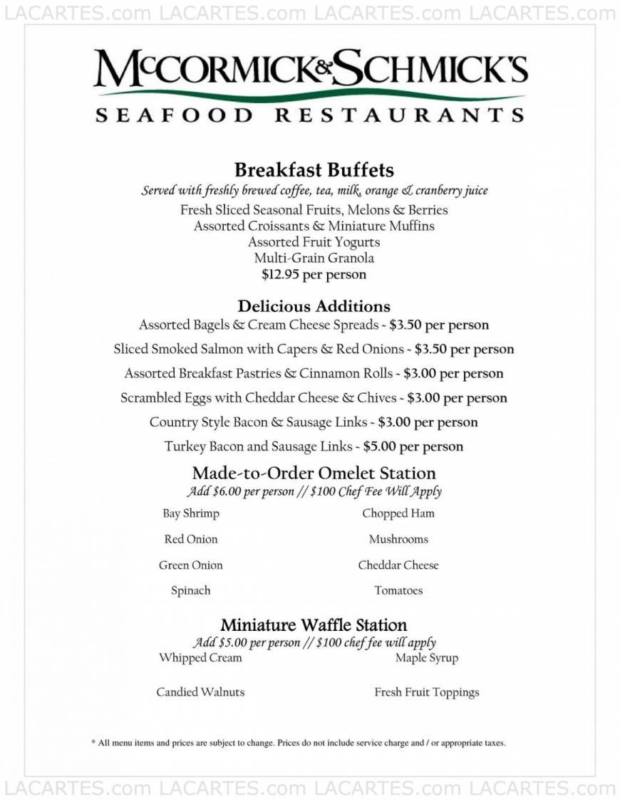  Pricelists of McCormick & Schmick's Seafood Restaurant - Chicago, IL (Wacker) One E. Wacker Dr. - Photo 1 of 18