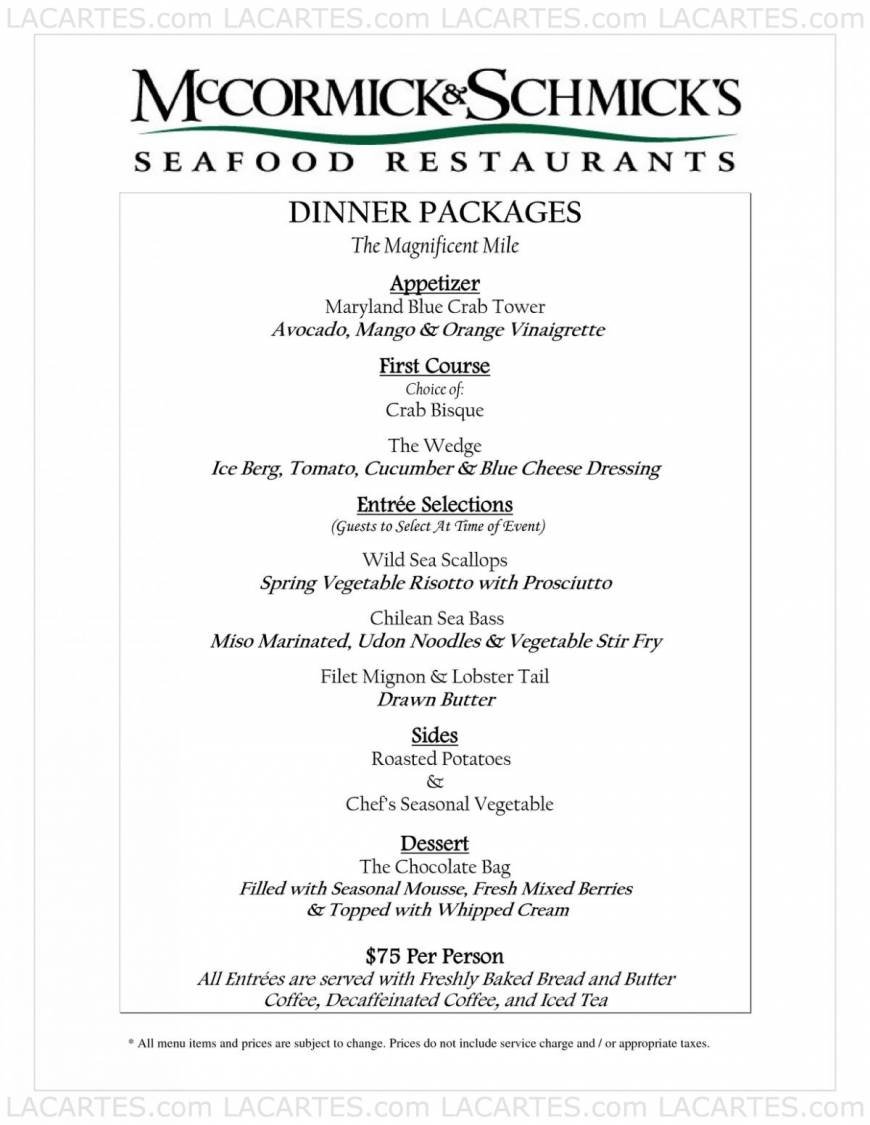  Pricelists of McCormick & Schmick's Seafood Restaurant - Chicago, IL (Wacker) One E. Wacker Dr. - Photo 4 of 18