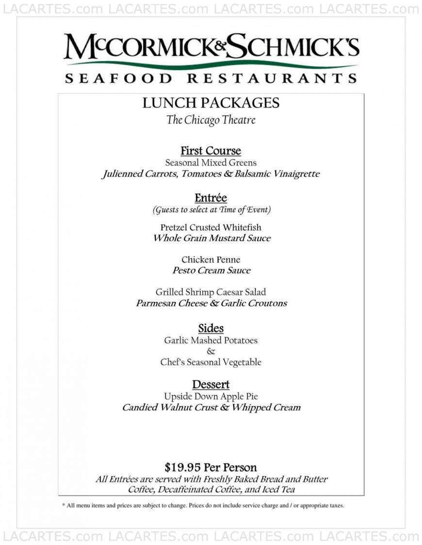  Pricelists of McCormick & Schmick's Seafood Restaurant - Chicago, IL (Wacker) One E. Wacker Dr. - Photo 3 of 18