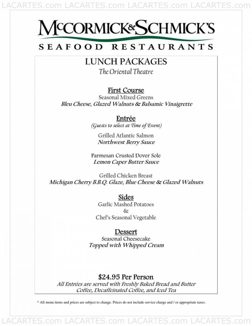  Pricelists of McCormick & Schmick's Seafood Restaurant - Chicago, IL (Wacker) One E. Wacker Dr. - Photo 2 of 18