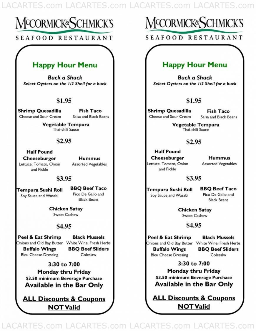  Pricelists of McCormick & Schmick's Seafood Restaurant - Annapolis, MD 2100 Annapolis Mall - Photo 5 of 8