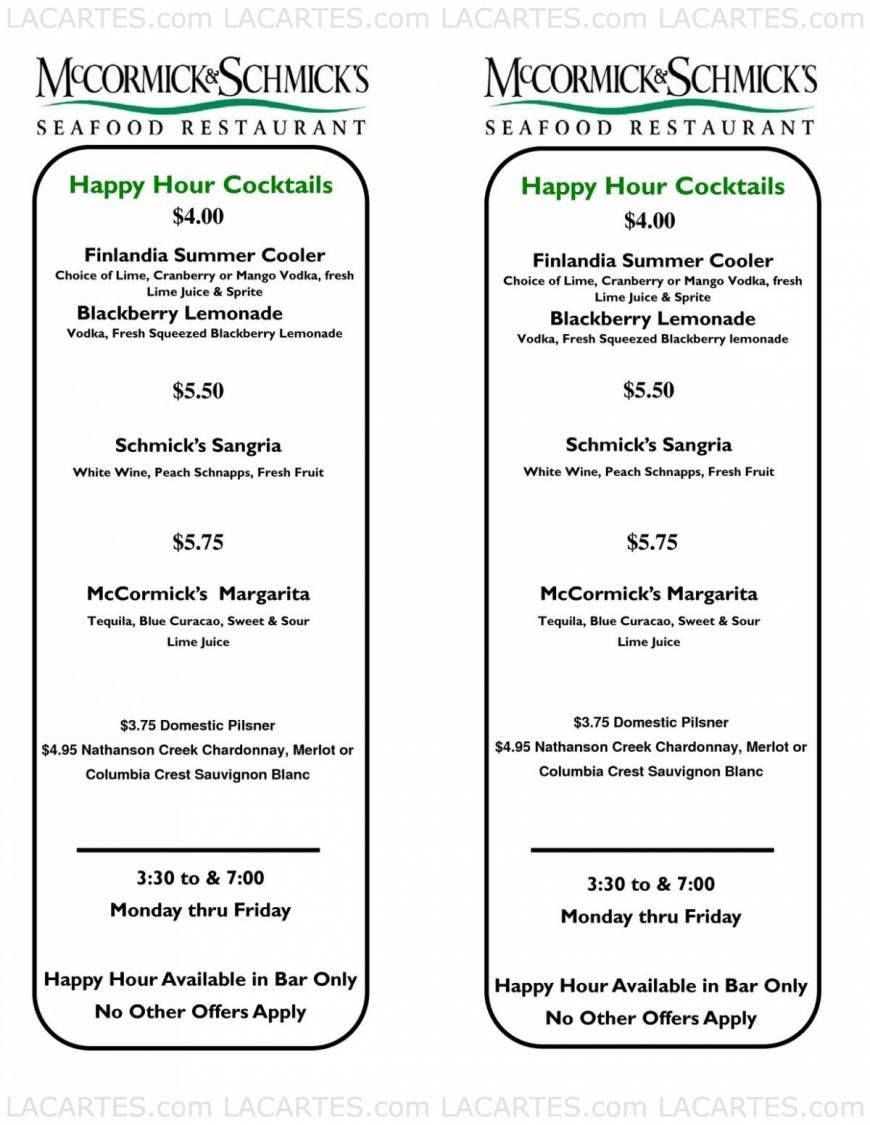  Pricelists of McCormick & Schmick's Seafood Restaurant - Annapolis, MD 2100 Annapolis Mall - Photo 6 of 8