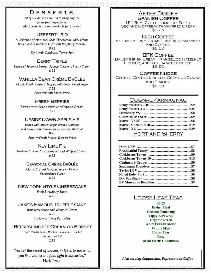  Pricelists of McCormick & Schmick's Seafood Restaurant - Bethesda, MD 7401 Woodmont Ave. - Photo 2 of 9