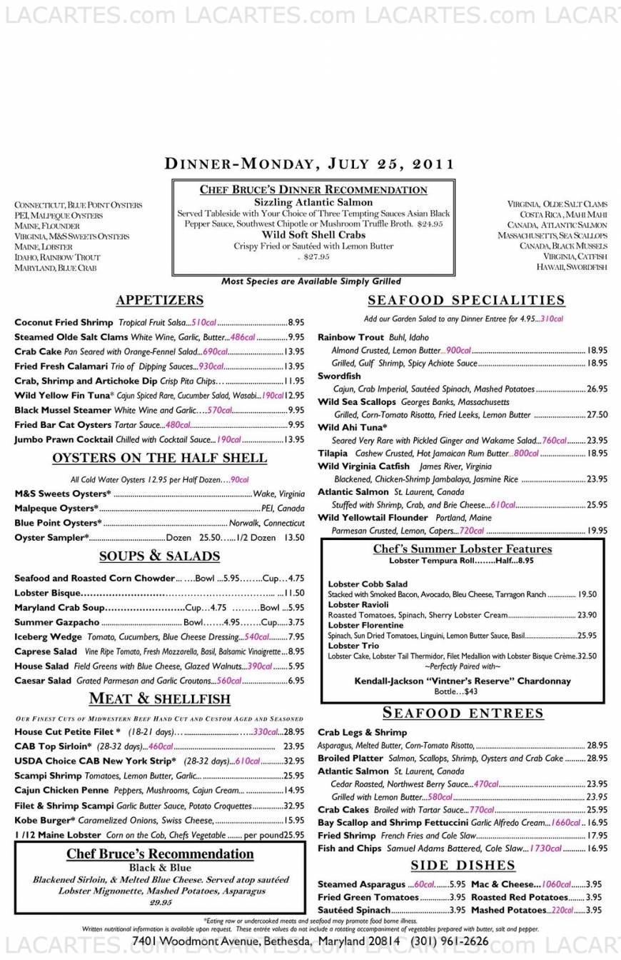  Pricelists of McCormick & Schmick's Seafood Restaurant - Bethesda, MD 7401 Woodmont Ave. - Photo 3 of 9