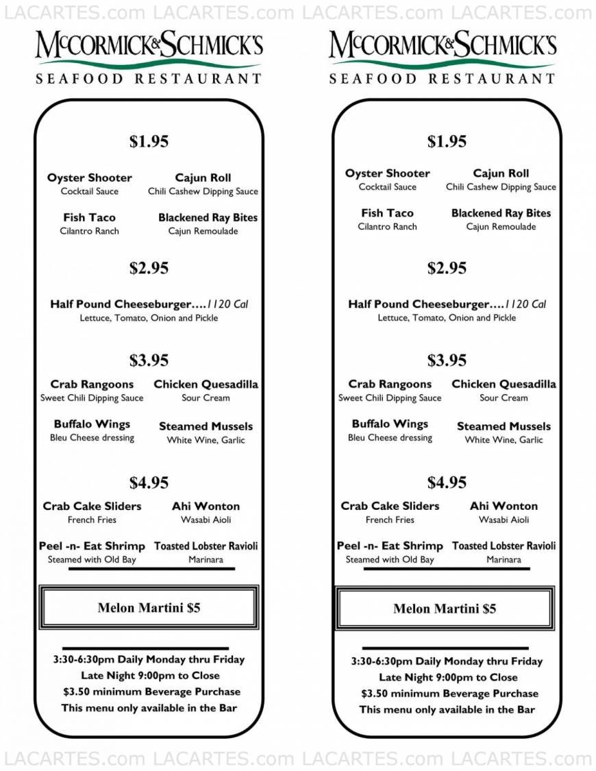  Pricelists of McCormick & Schmick's Seafood Restaurant - Bethesda, MD 7401 Woodmont Ave. - Photo 4 of 9