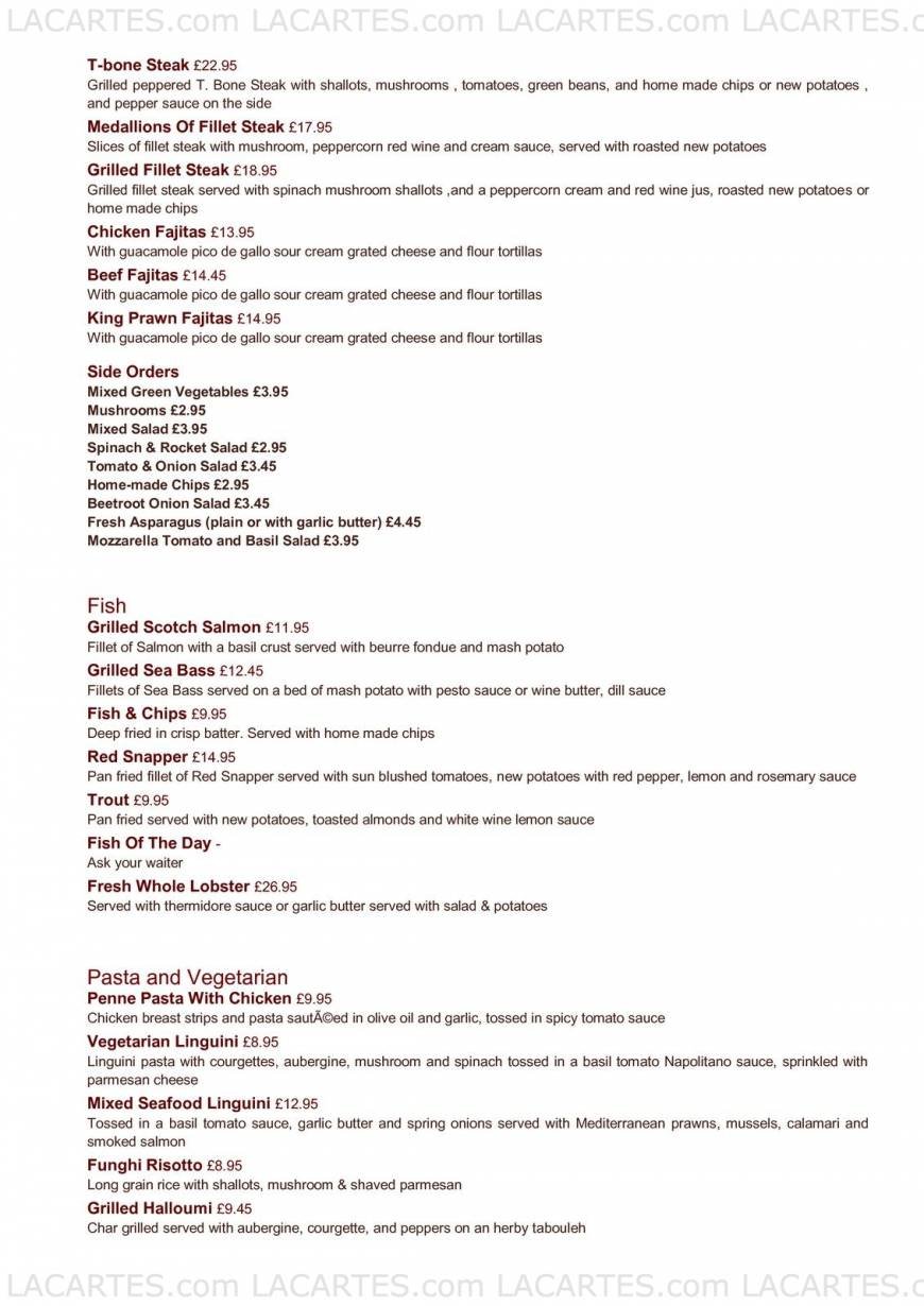  Pricelists of Caligvlette Mediterranean Restaurant 201 - 203 High Street - Photo 2 of 3