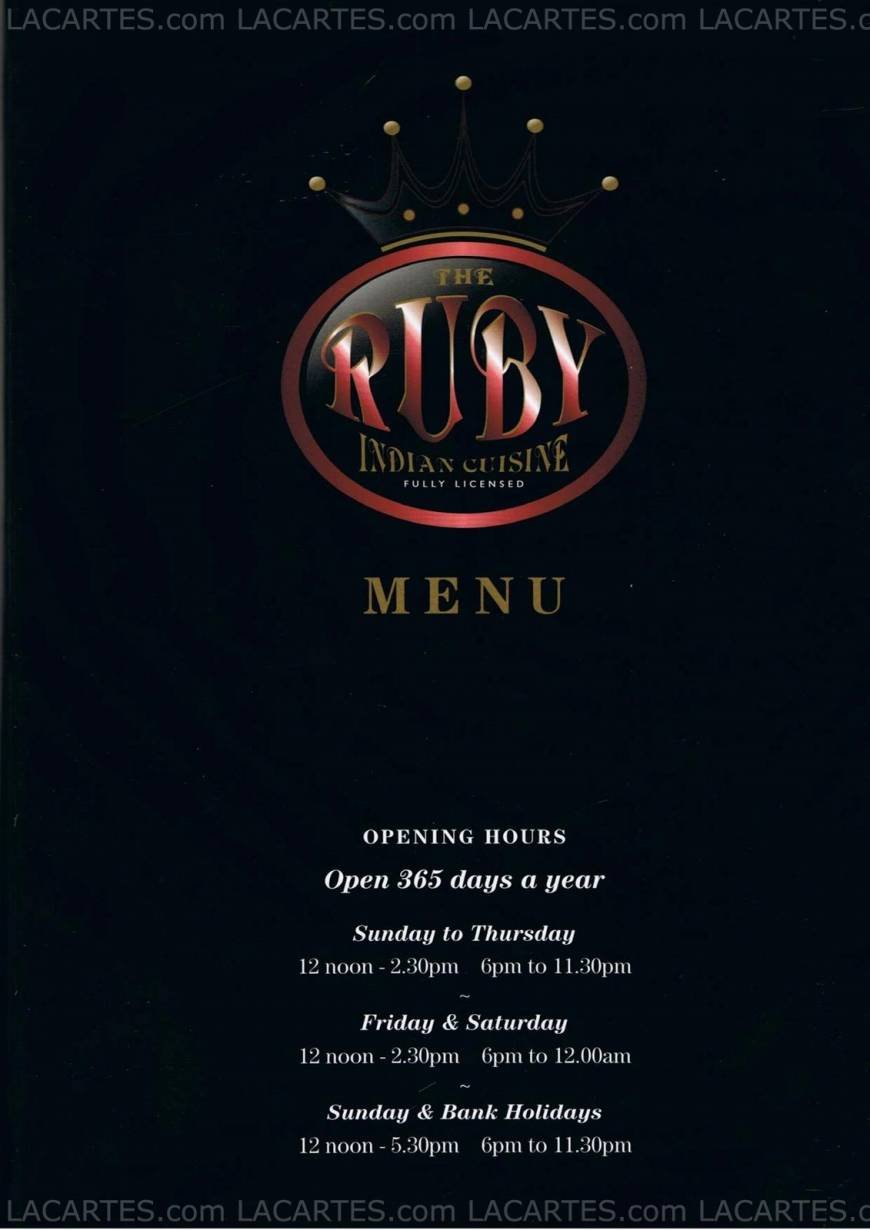  Pricelists of The Ruby Indian Cuisine 32 Chatterton Road - Photo 1 of 12