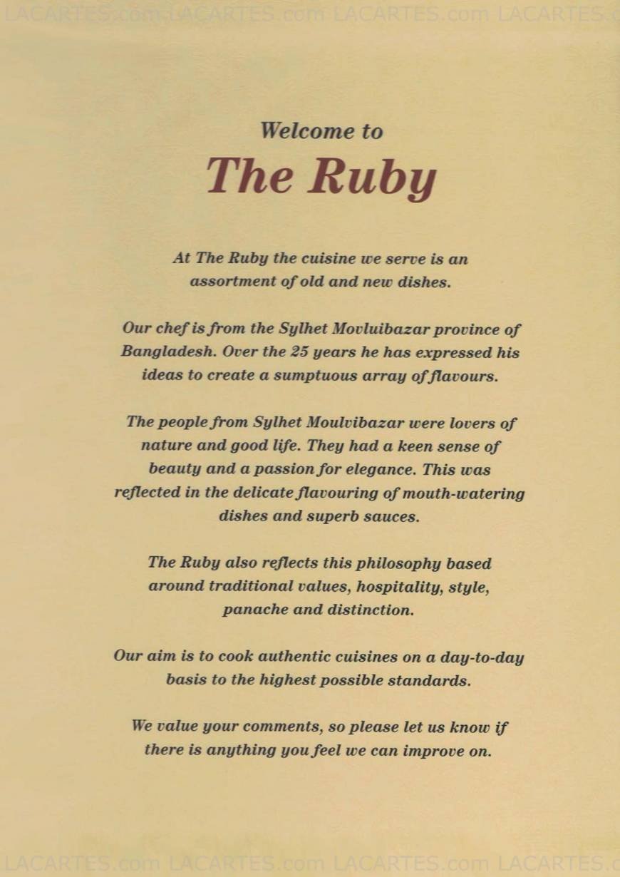  Pricelists of The Ruby Indian Cuisine 32 Chatterton Road - Photo 2 of 12