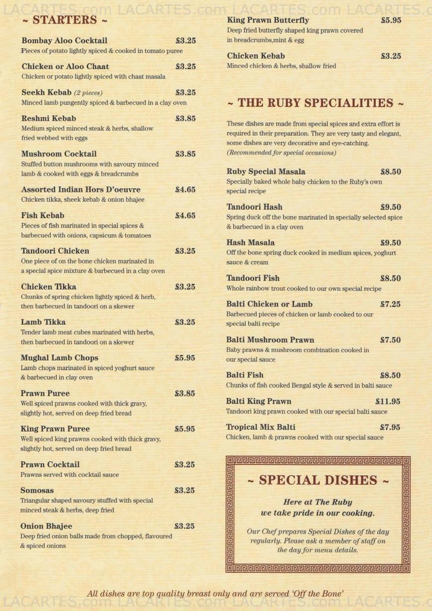  Pricelists of The Ruby Indian Cuisine 32 Chatterton Road - Photo 3 of 12