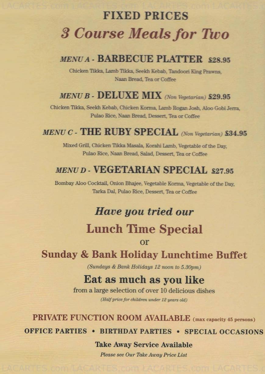  Pricelists of The Ruby Indian Cuisine 32 Chatterton Road - Photo 7 of 12
