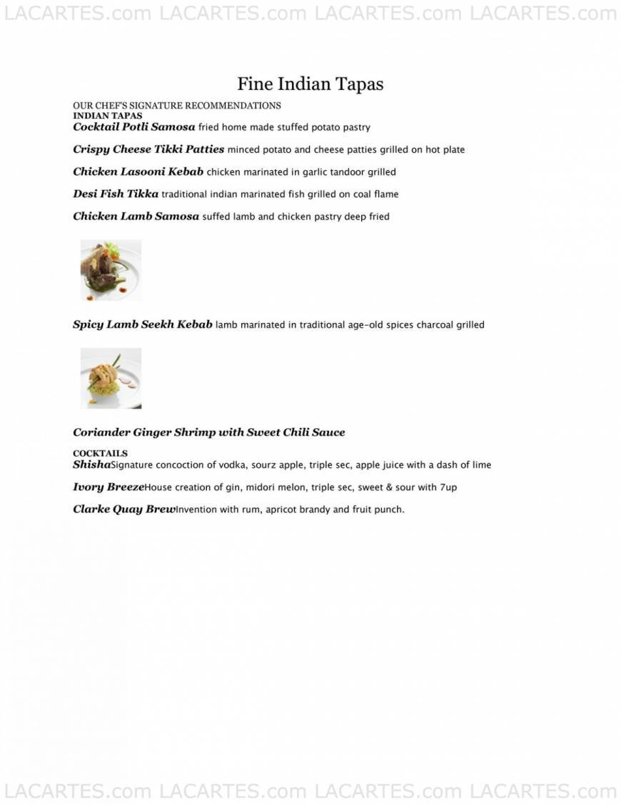  Pricelists of Go India Bar 3A River Valley Road - Photo 1 of 1