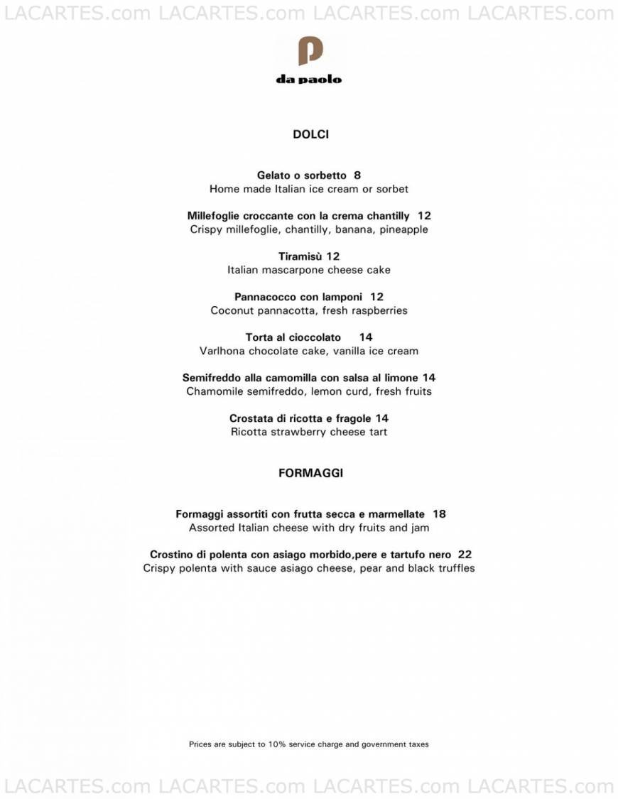  Pricelists of Da Paolo Ristorante at Club Street 80 Club Street - Photo 4 of 6
