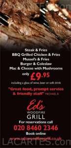 Menus & Prices, Ed's Woodfire Grill Restaurant, Bromley