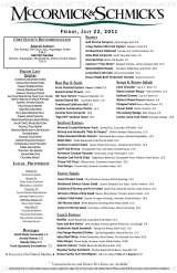 Menus & Prices, McCormick & Schmick's Seafood Restaurant - Houston, TX  (Uptown Park), Houston