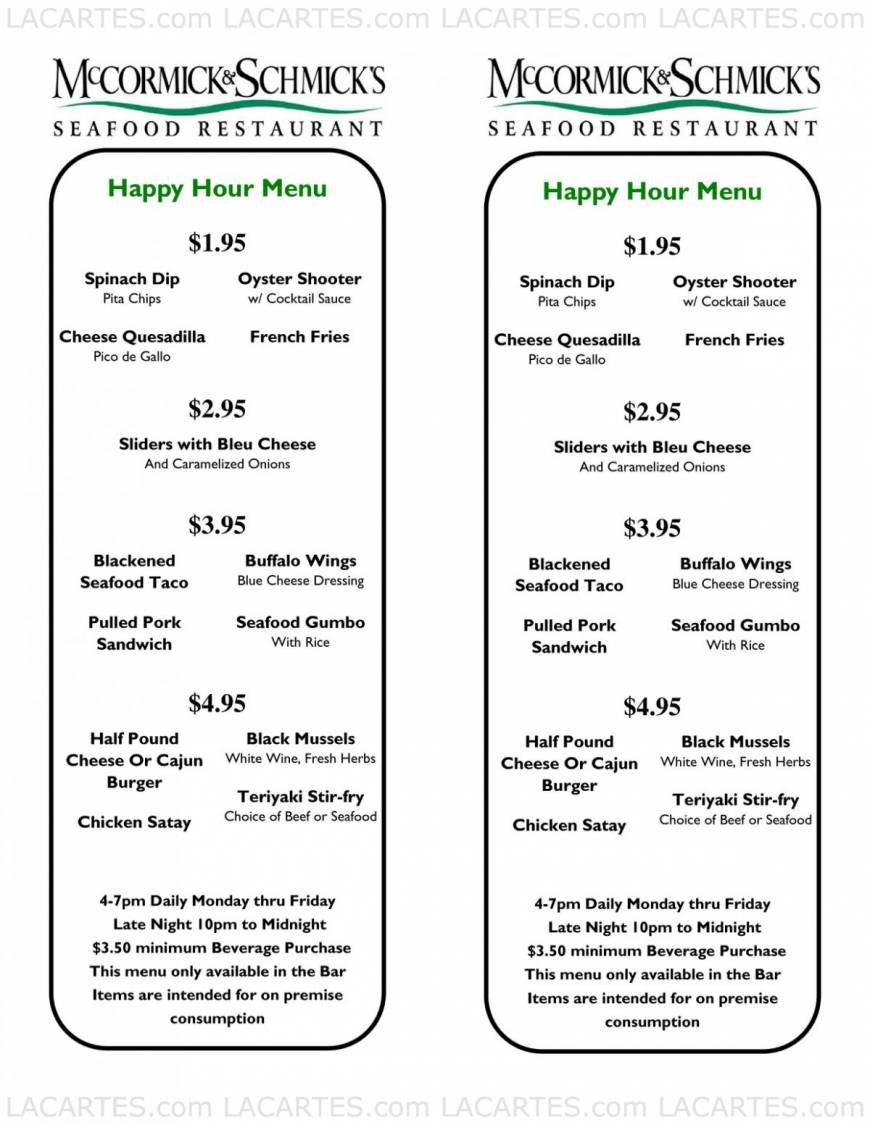  Pricelists of McCormick & Schmick's Seafood Restaurant - Reston, VA 11920 Democracy Drive - Photo 4 of 8