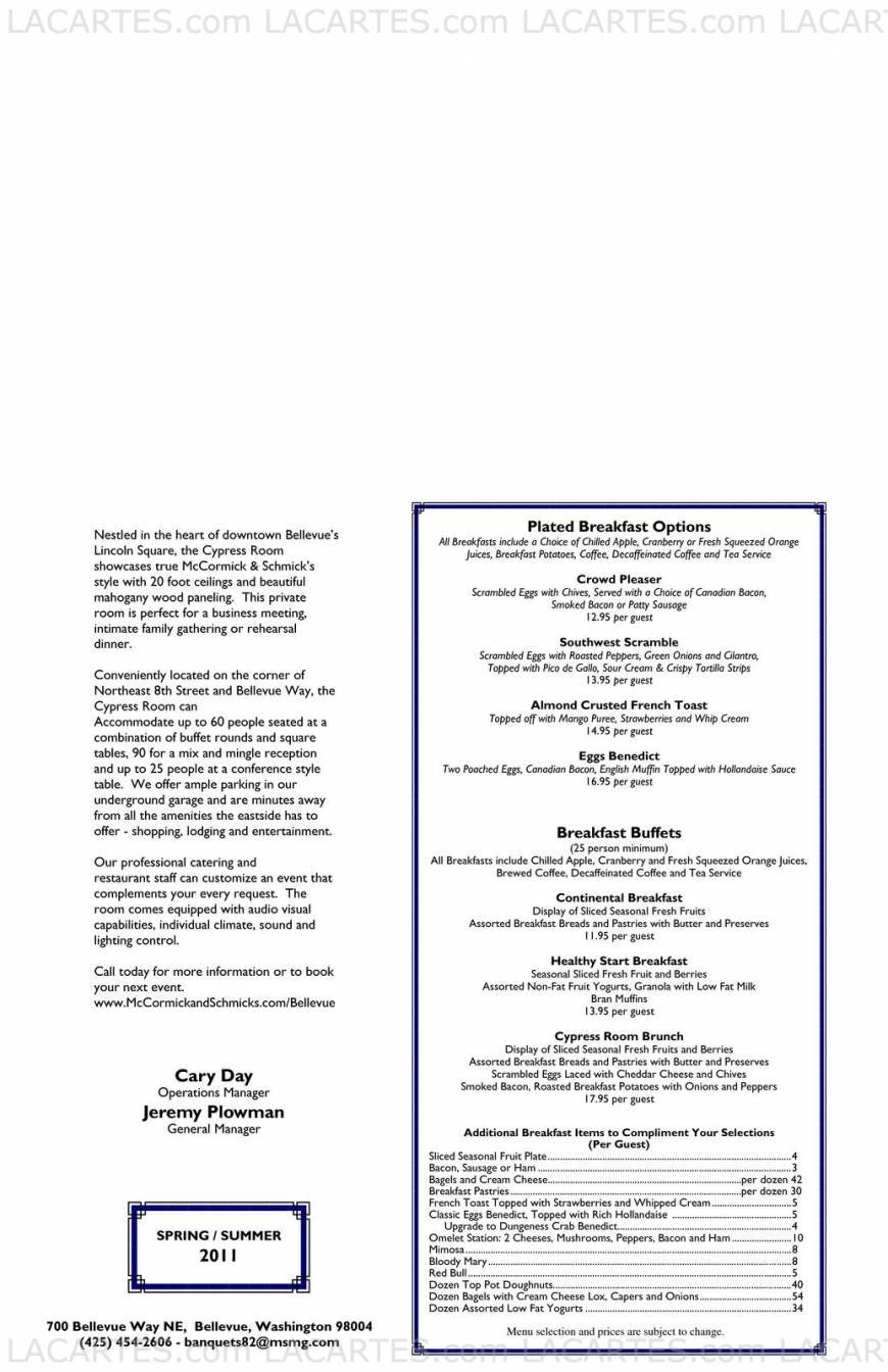  Pricelists of McCormick & Schmick's Seafood Restaurant - Bellevue, WA 700 Bellevue Way Suite 115 - Photo 1 of 11