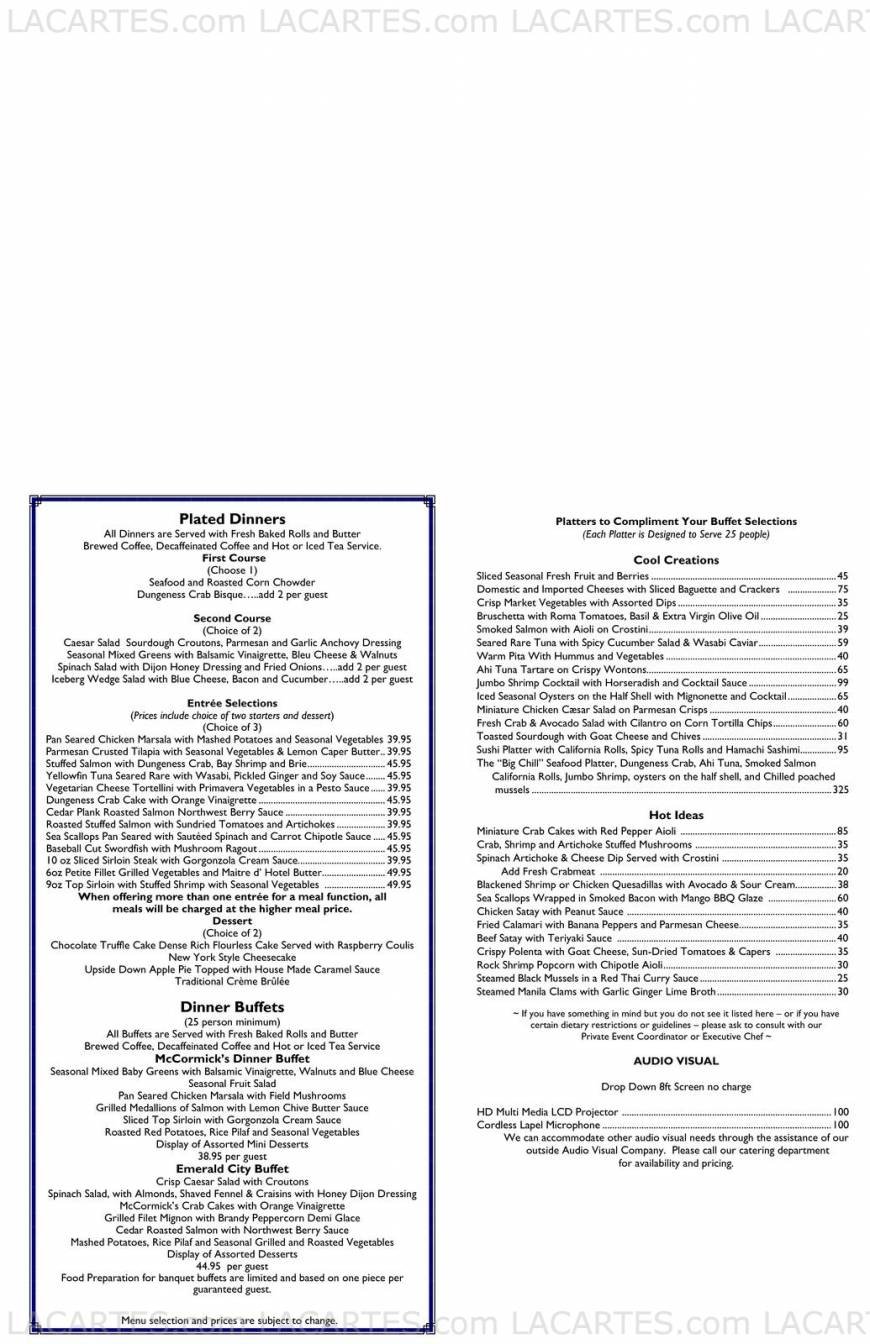  Pricelists of McCormick & Schmick's Seafood Restaurant - Bellevue, WA 700 Bellevue Way Suite 115 - Photo 2 of 11