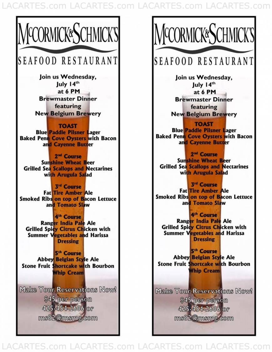 Pricelists of McCormick & Schmick's Seafood Restaurant - Bellevue, WA 700 Bellevue Way Suite 115 - Photo 3 of 11