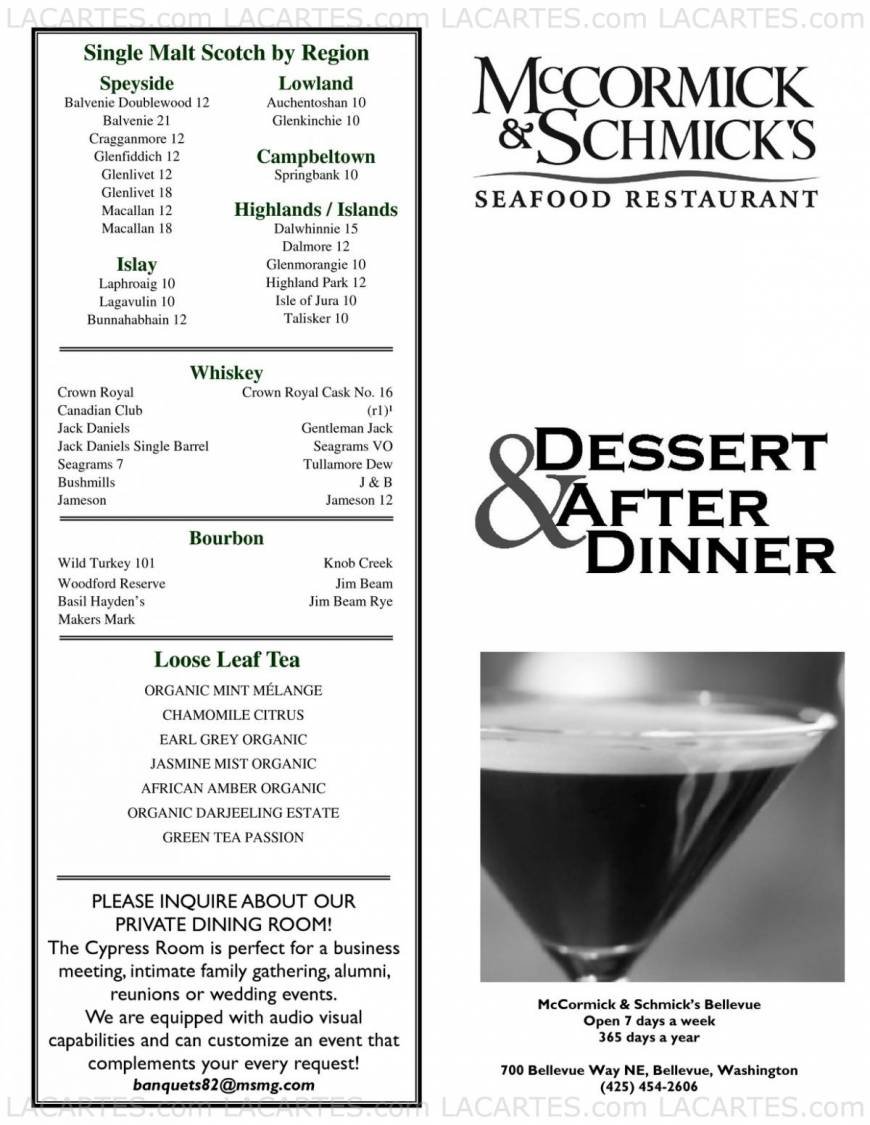  Pricelists of McCormick & Schmick's Seafood Restaurant - Bellevue, WA 700 Bellevue Way Suite 115 - Photo 4 of 11