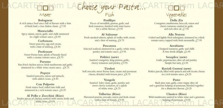  Pricelists of La Pasta Italian Restaurant 60 High Street - Photo 2 of 4