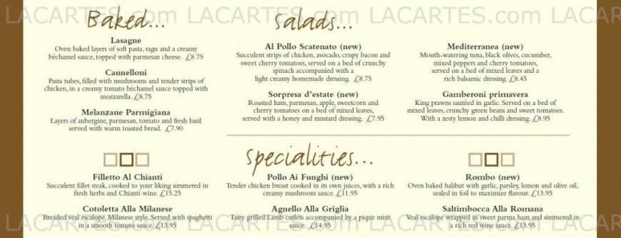  Pricelists of La Pasta Italian Restaurant 60 High Street - Photo 3 of 4