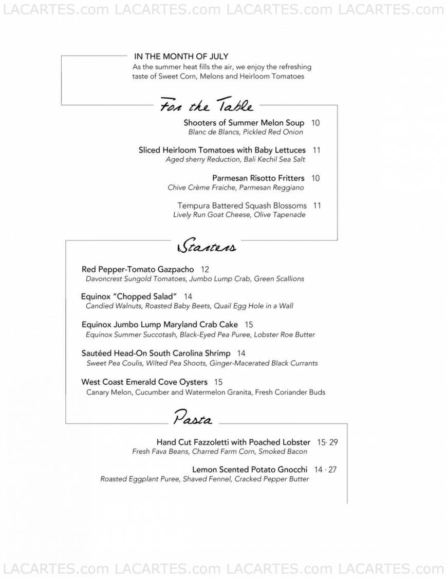  Pricelists of Equinox Restaurant 818 Connecticut Ave, NW - Photo 3 of 5
