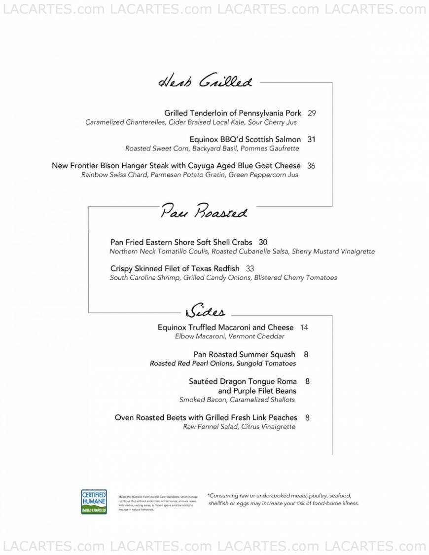  Pricelists of Equinox Restaurant 818 Connecticut Ave, NW - Photo 4 of 5