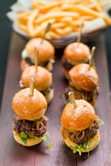 Cotton Sliders -
mix of  beef with foie gras, caramelized onion, cheese, mayo & truffle fries, Cotton, Big Splash
