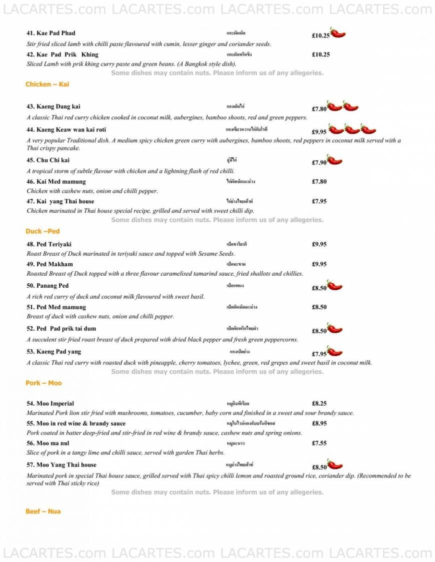  Pricelists of The Thai House Restaurant Eastbourne  55 Grove Road - Photo 3 of 10