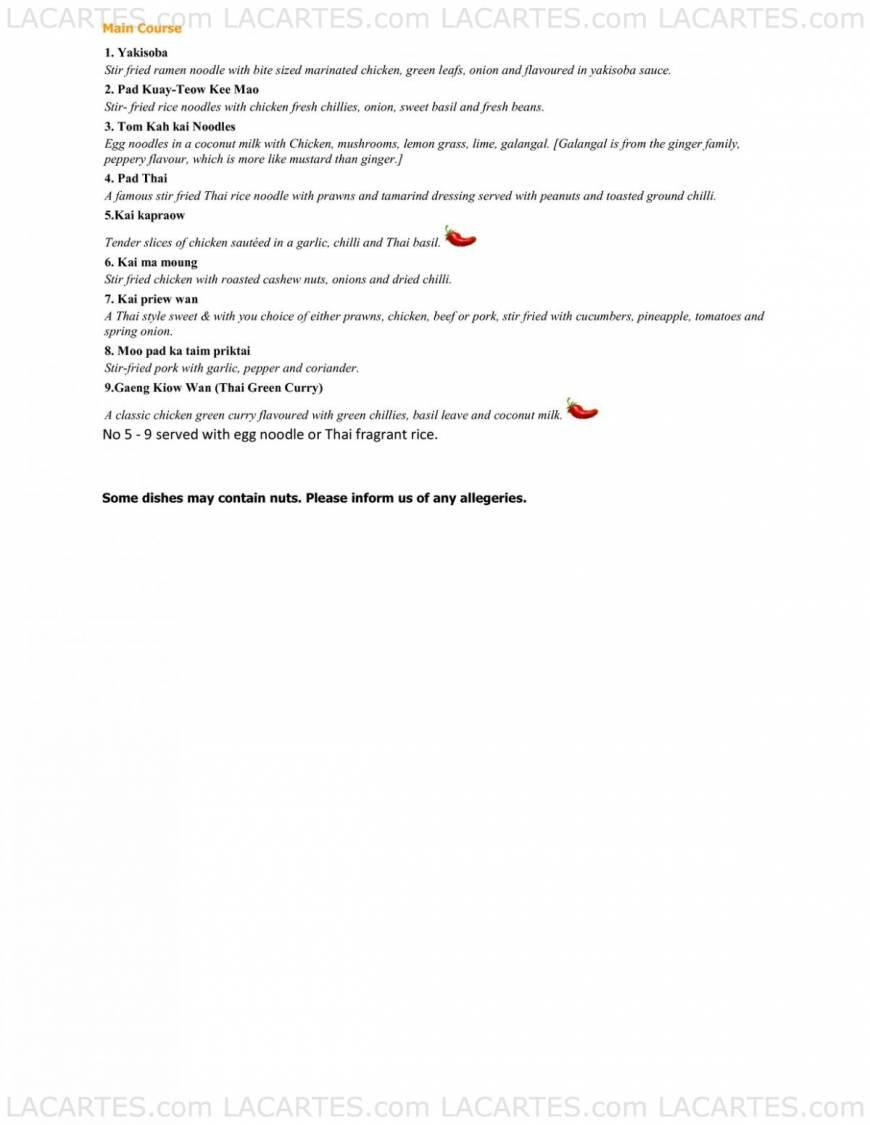  Pricelists of The Thai House Restaurant Eastbourne  55 Grove Road - Photo 9 of 10