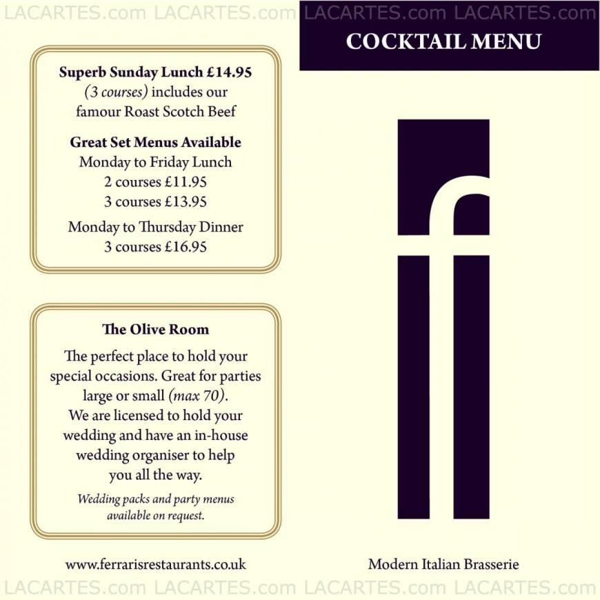  Pricelists of Ferrari's Italian Restaurant 39 East Street - Photo 2 of 4