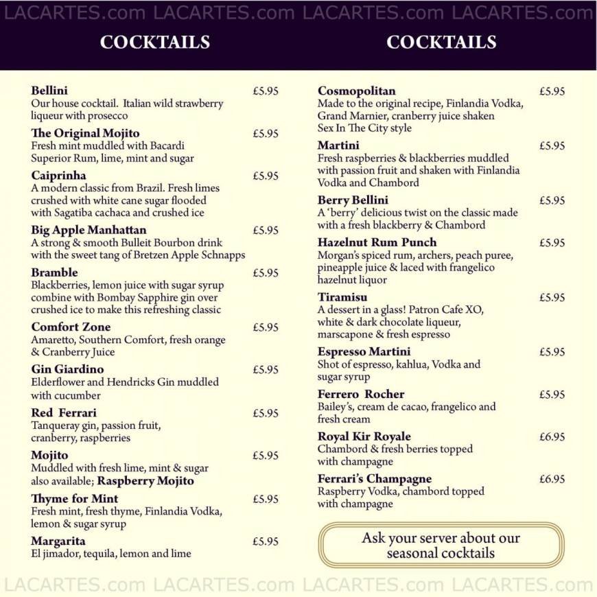  Pricelists of Ferrari's Italian Restaurant 39 East Street - Photo 3 of 4