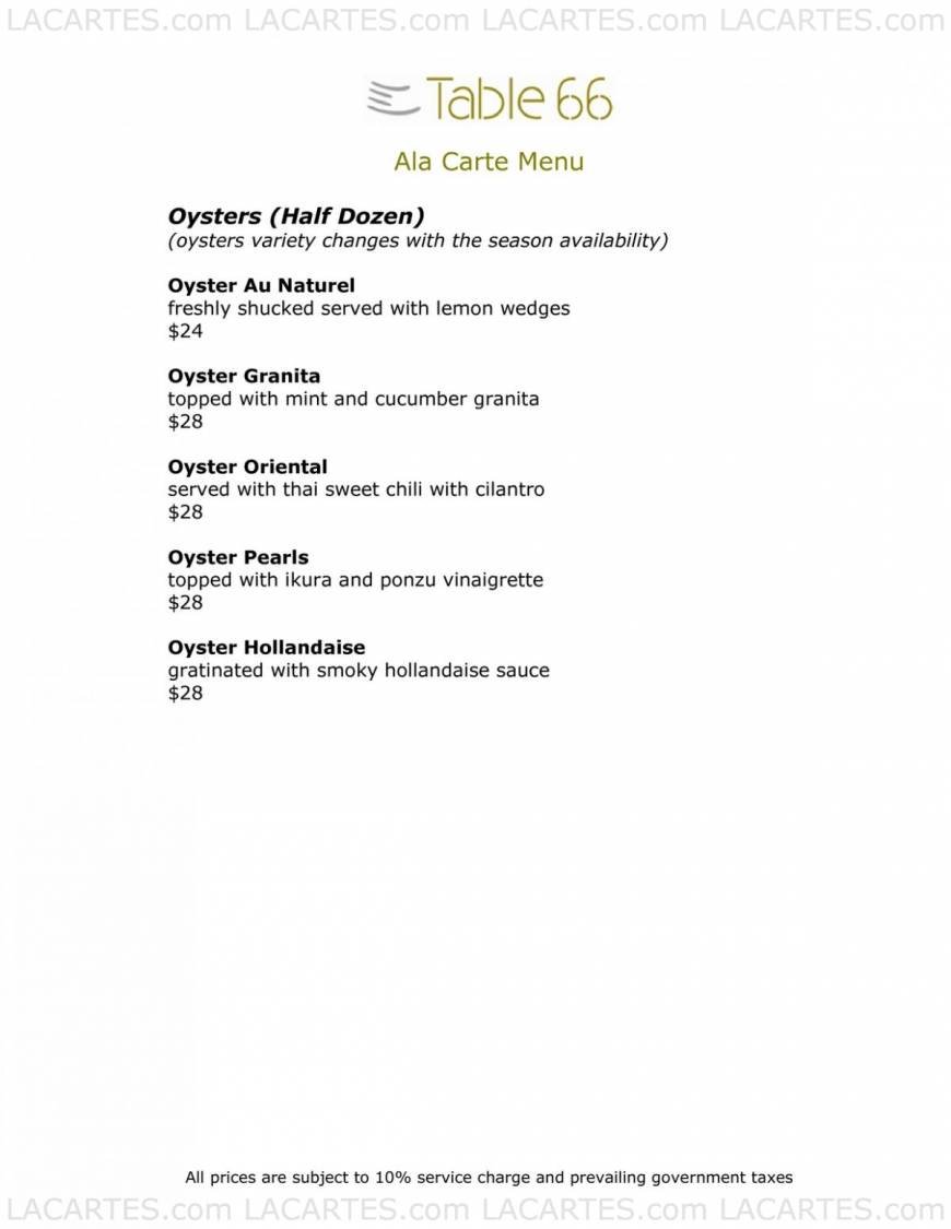  Pricelists of Table 66 Restaurant 66 Tras Street - Photo 12 of 17