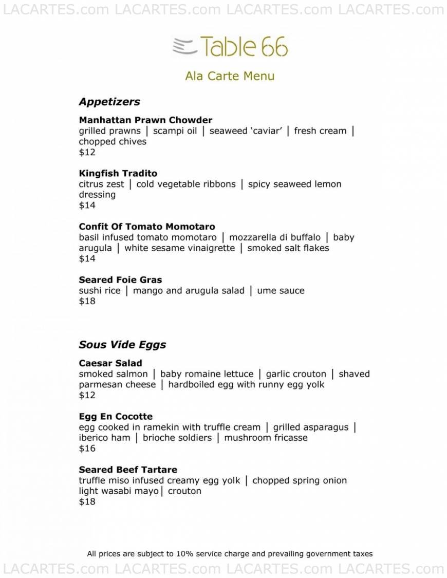  Pricelists of Table 66 Restaurant 66 Tras Street - Photo 11 of 17