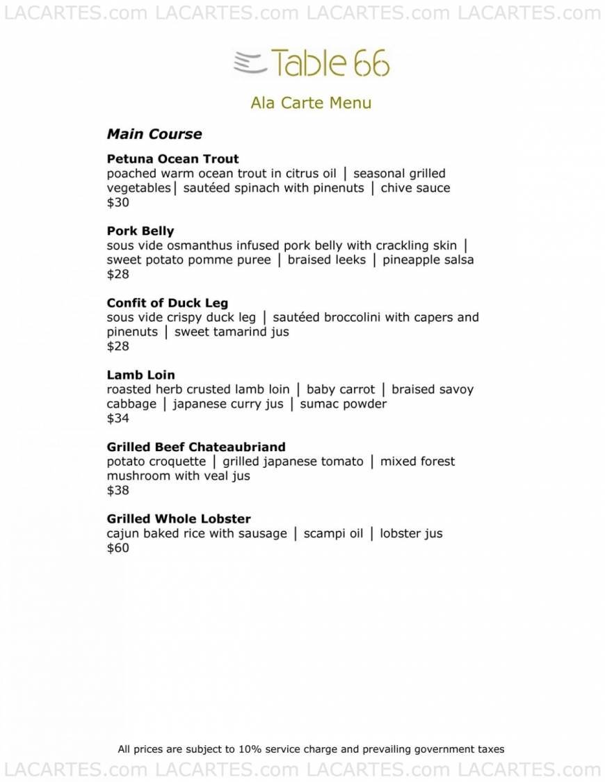  Pricelists of Table 66 Restaurant 66 Tras Street - Photo 1 of 17