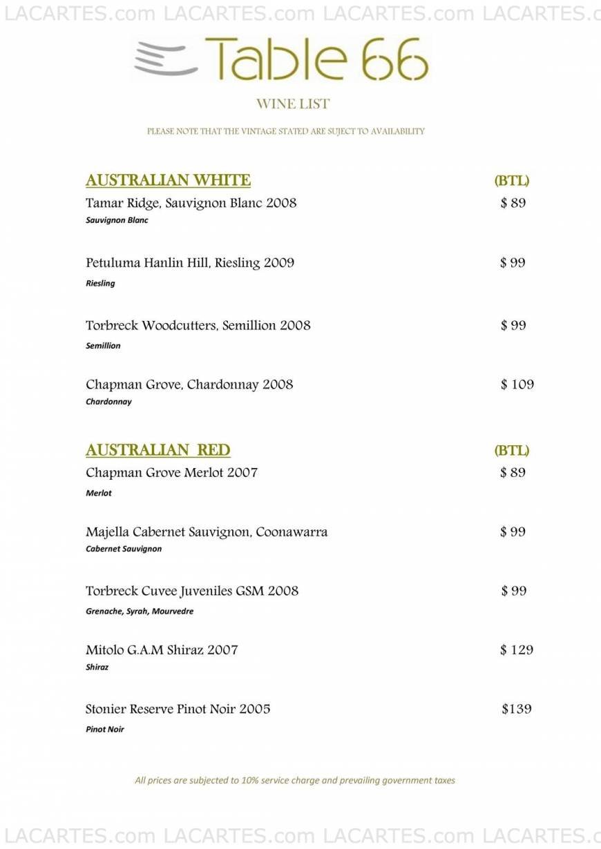  Pricelists of Table 66 Restaurant 66 Tras Street - Photo 7 of 17