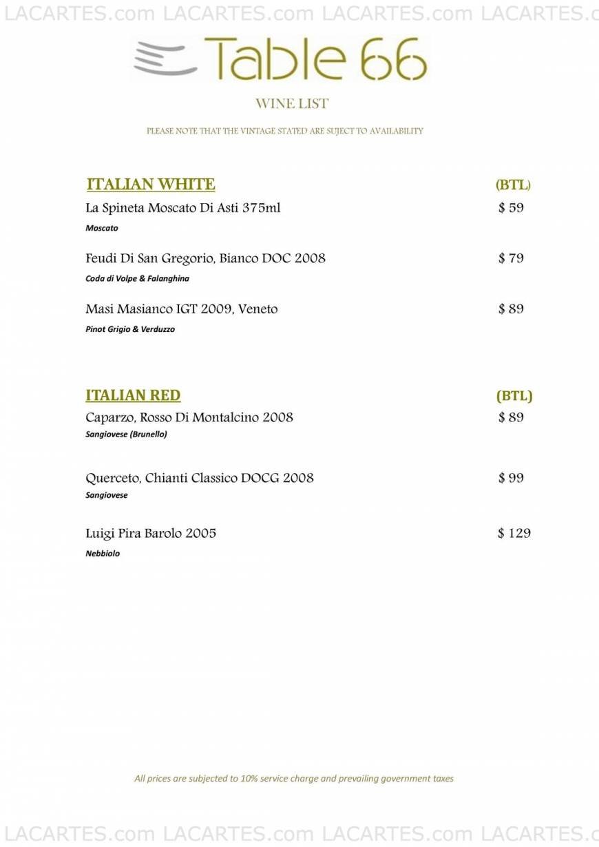  Pricelists of Table 66 Restaurant 66 Tras Street - Photo 5 of 17