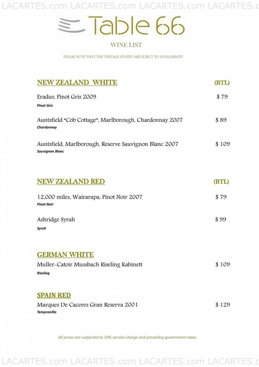  Pricelists of Table 66 Restaurant 66 Tras Street - Photo 4 of 17